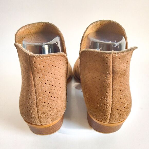 Lucky Brand Booties Bailey Perforated Camel Tan Suede Ankle Boots Size 6.5 M - Picture 7 of 10